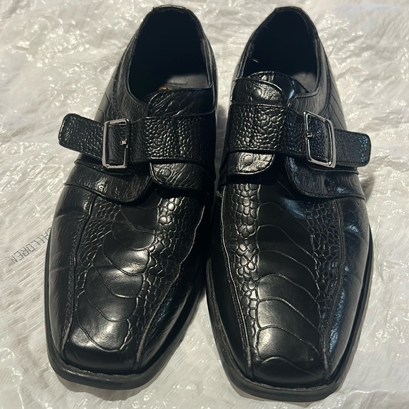 Stacy Adam’s boys size 2 dress shoes black acrylic strap - Picture 1 of 11
